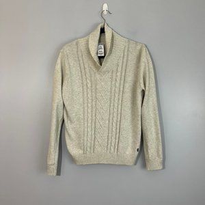 Izod 100% Cotton Greige Sweater with Folded Collar